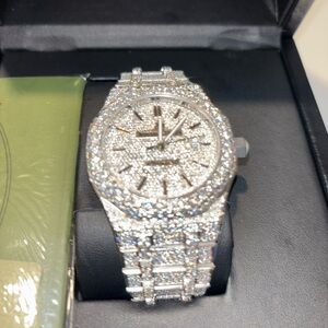 Moissanite Iced Out Watch – AP Style – Custom – Not Authentic Audemars Piguet